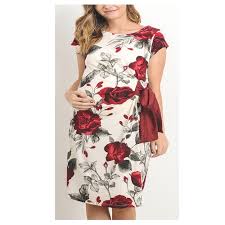 Hello MIZ Womens Floral Faux Wrap Side Tie Nursing and Maternity Dress 
